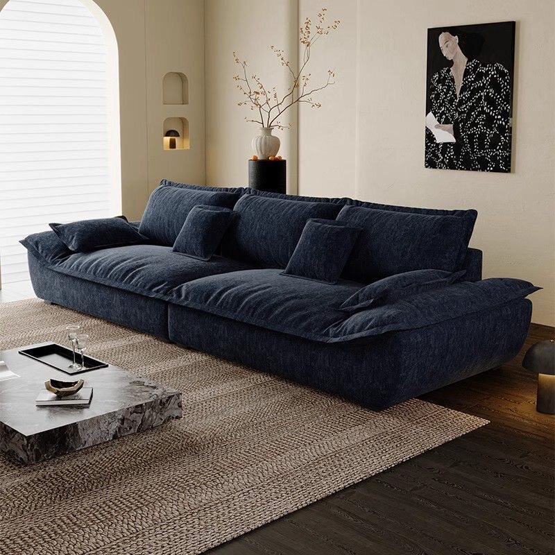 复古帆船沙发小户型组合办公寓客厅大坐深可拆洗雪尼尔绒布艺沙发