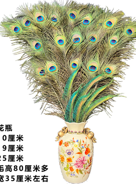 孔雀羽毛翎尾大眼睛石榴陶瓷花瓶