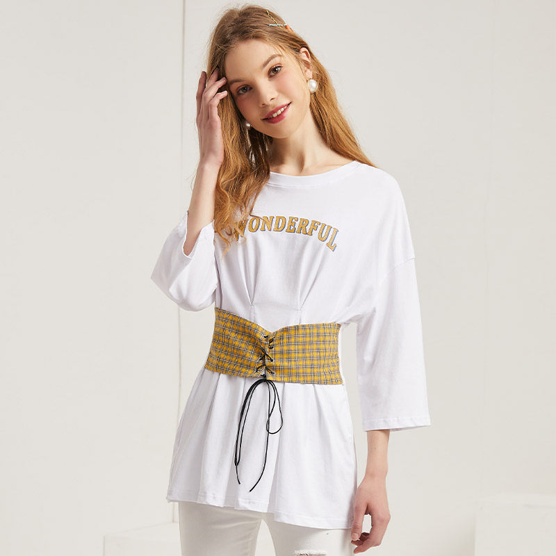 简朵2020秋季新款百搭潮流圆领t恤 简朵T恤