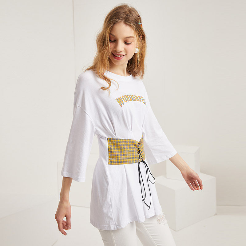 简朵2020秋季新款百搭潮流圆领t恤 简朵T恤