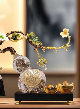 珐琅彩金箔葫芦摆件招财高档客厅电视柜酒柜装饰开业乔迁新居礼品
