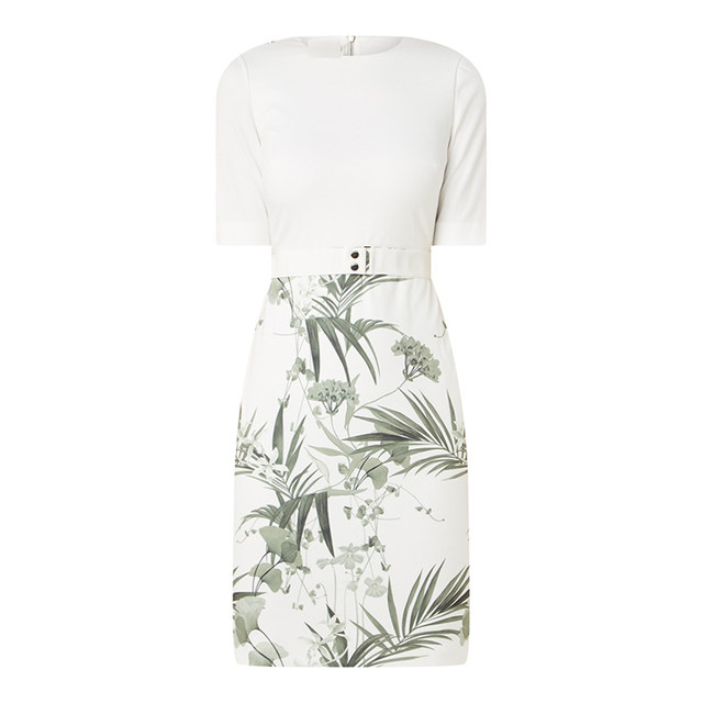 Vogel British TB brand spring and summer style shoulder new buttoned on the floral print back slit dress with waist and hips