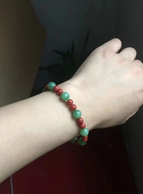 天然和田玉碧玉阳绿猫眼南红玛瑙圆珠女款手串手链佛珠带证书