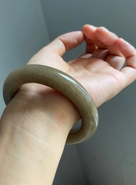 新疆和田玉且末料黄糖色桂花糕魔术贴粗圆条手镯女玉镯子