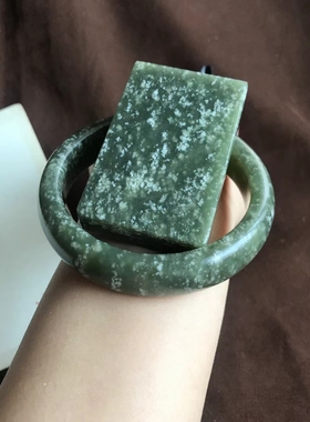 雪花棉手镯新疆和田玉籽料送边角