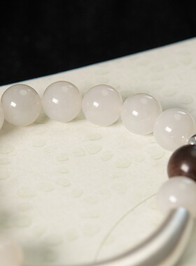 和田玉白玉手串999银手链手镯