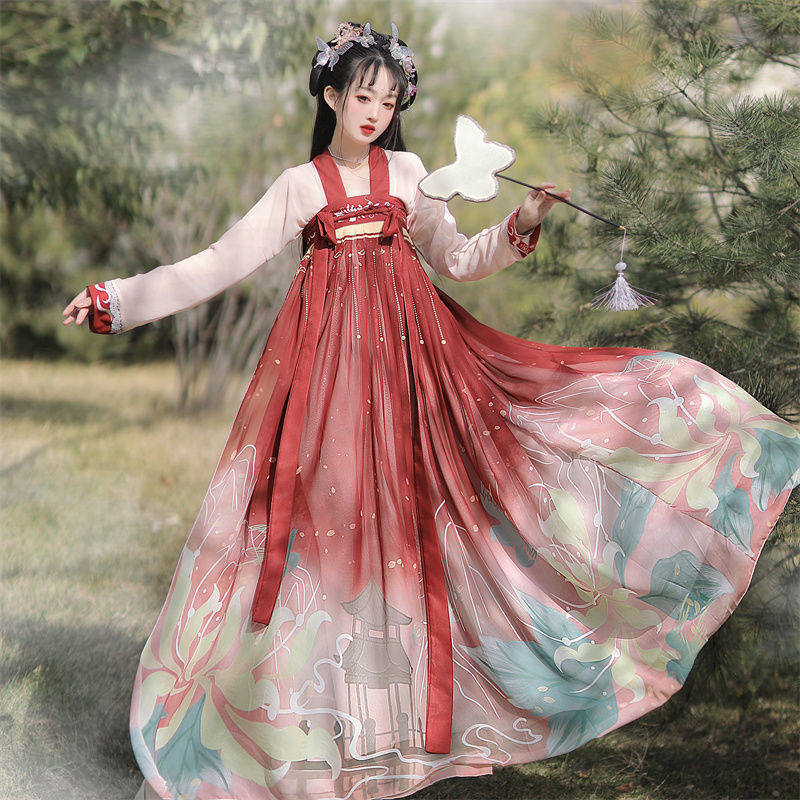 春瑶原创汉服女唐制仙气飘逸古风齐胸衫裙日常大裙摆古装全套夏季_虎窝淘