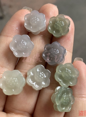 diy玉坠立体青海料花朵耳环背云