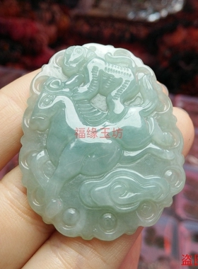 翡翠马上封侯玉石吊坠项链包邮