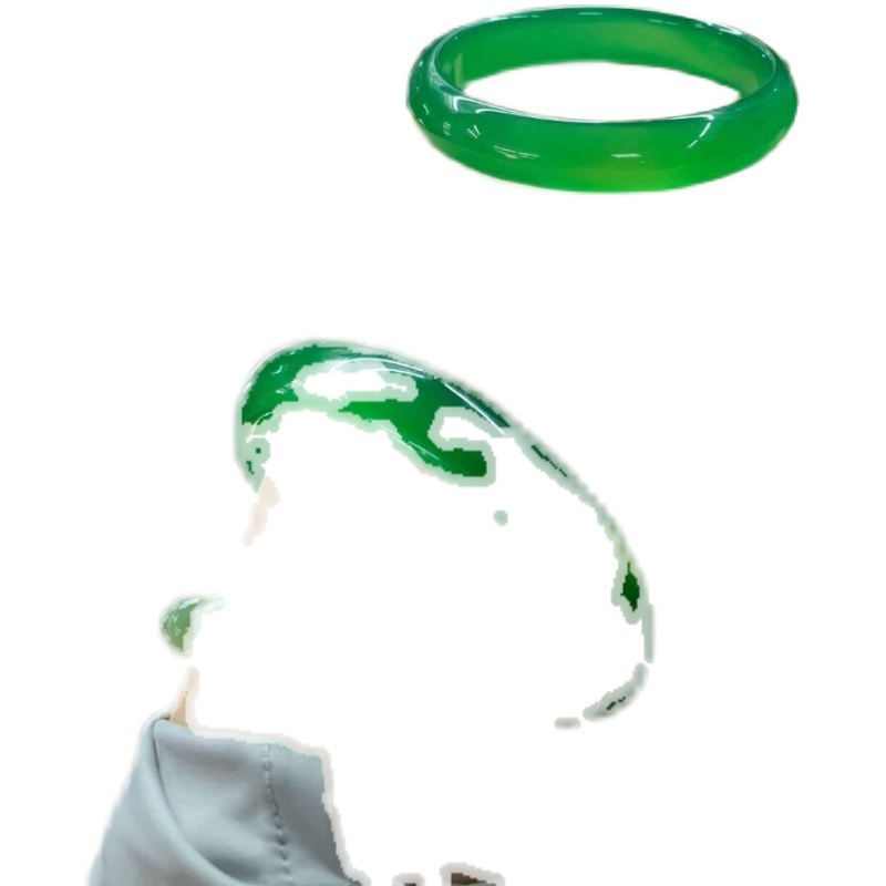 天然玛瑙玉髓高冰透帝王绿冰阳绿色翡翠玉手镯满绿扁条正圈玉镯子 - 图2