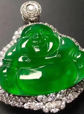 翡翠正阳绿玉佩高端送礼佛公吊坠