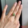 Boutique Burmese jade ice waxy green round cabochon ring for women 925 silver ring bracelet