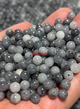 翡翠乌鸡种散珠DIY串珠手链