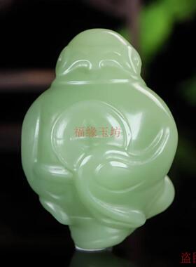 青白玉手把件财神爷精品