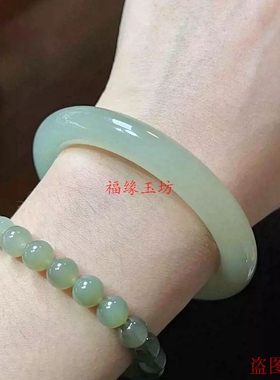 精仿和田手镯细圆条晴水绿叮当镯