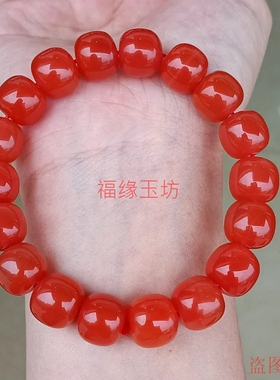 天然原矿保山南红冰红老型珠