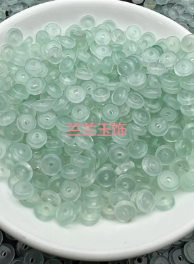 天青冻 DIY饰品配件6毫米浅油青翠玉平安扣隔珠隔片 散珠