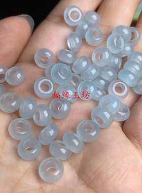 冰种翡翠色石英岩玉算盘珠配件