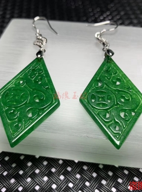 翡翠玉石耳环古典耳饰简约大气女