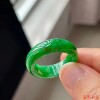 Burmese Laokeng Bingnuo full-color spicy green jade plain ring inner diameter men's and women's ring tail ring