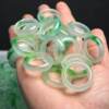 Fine emerald-colored Dulong jade ring, ice type Piaoyang green jade ring, ice green ring, men's and women's hand accessories