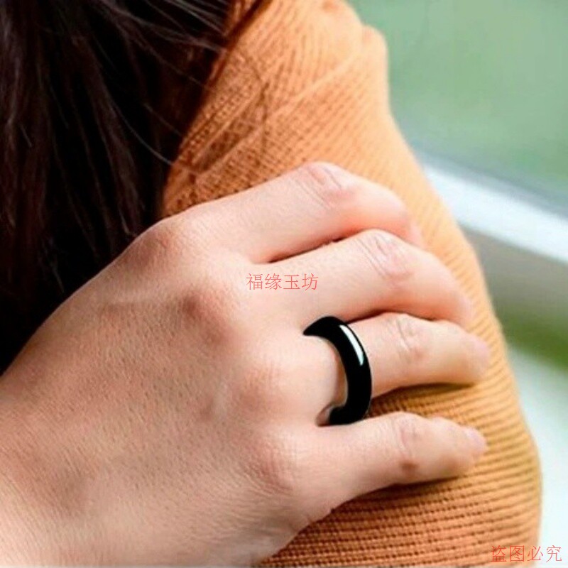 Fine ink jade ring, jadeite ink jade ring, same style for men and women, ice jade plain ring, bracelet