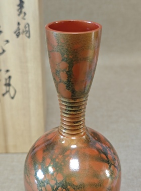 日本进口中古全新正品龙仙作纯铜制花瓶花器512g