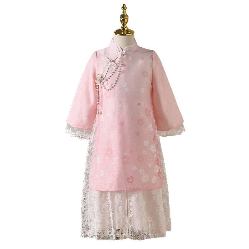 女童旗袍裙汉服2025秋季新款儿童连衣裙中国古风假两件中式连衣裙 - 图3