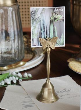 印度进口卡片架蝴蝶摇铃餐铃餐厅菜单架装饰摆件价格展示架留言夹