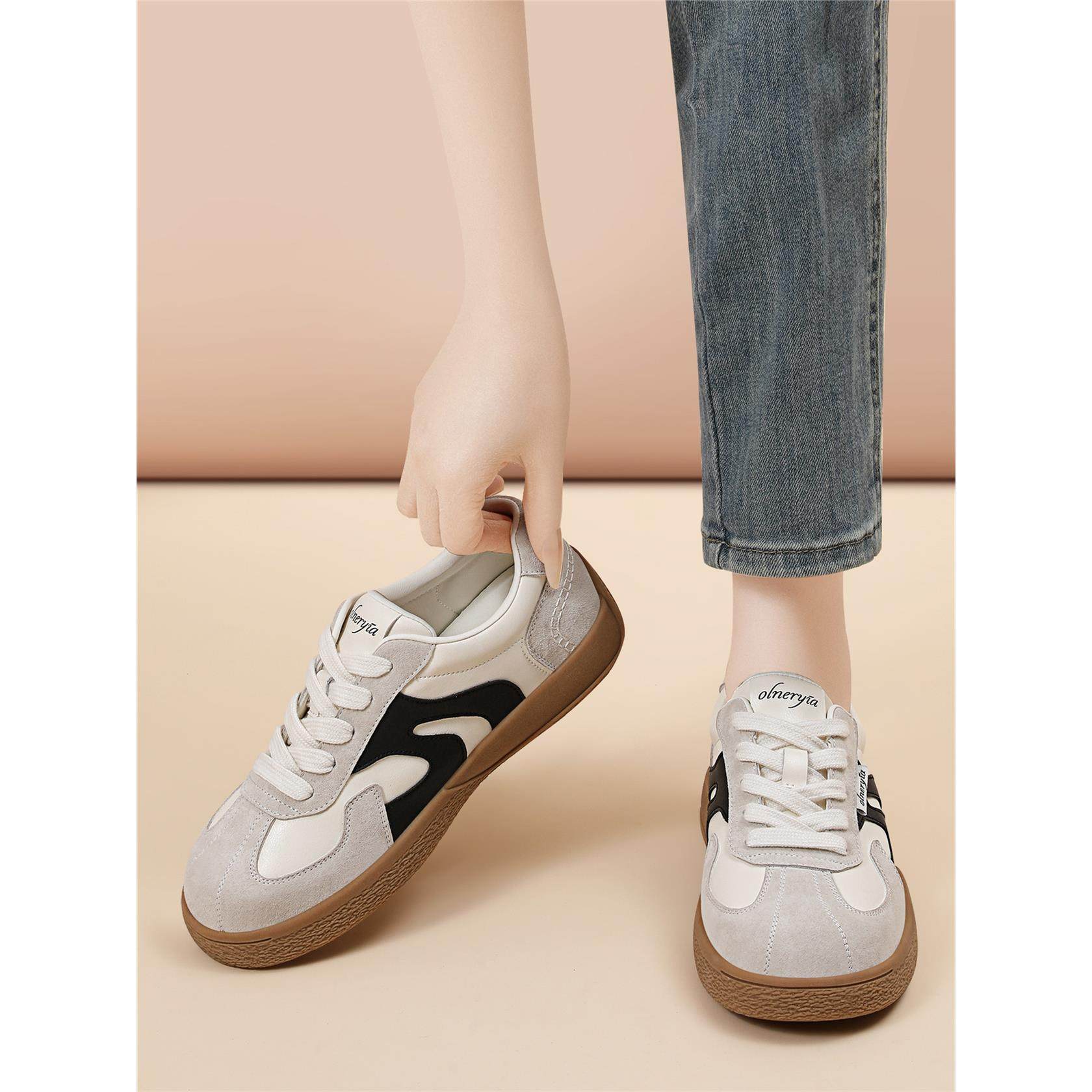 2026新款春复古德训鞋女春季新款百搭平底休闲运动鞋拼色系带板鞋,淘宝优惠券,粉丝福利购,淘宝优惠卷