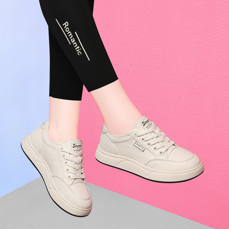 真皮休闲板鞋女2025春季秋款运动单鞋舒适软底平底百搭爆款小白鞋,淘宝优惠券,粉丝福利购,淘宝优惠卷