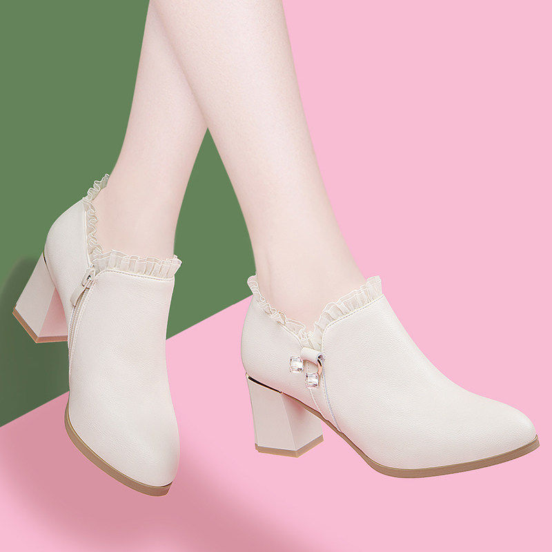 真皮女鞋秋季2025新款软皮妈妈深口单鞋粗跟百搭黑色皮鞋女高跟鞋,淘宝优惠券,粉丝福利购,淘宝优惠卷