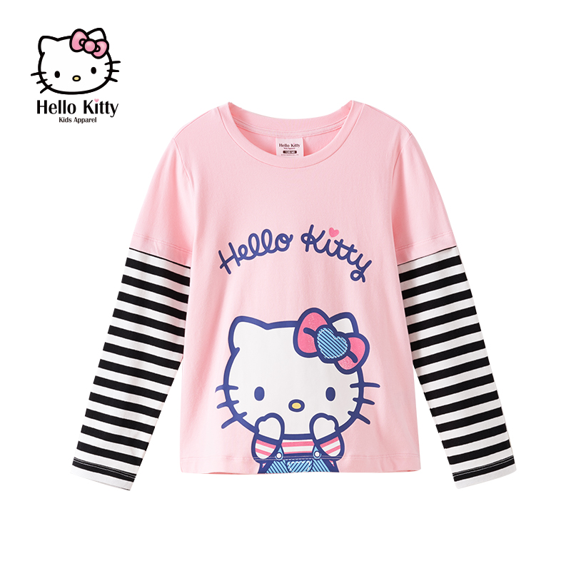 hellokitty童装2022年新春款儿童长袖打底衫中大童上衣女童t恤