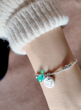 十二生肖  碎银子石英石纯银手链女生闺蜜礼物小众设计款手串独特