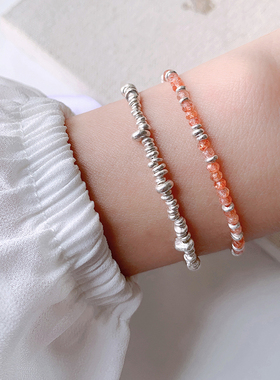 碎银子摩斯密码草莓晶情侣手链