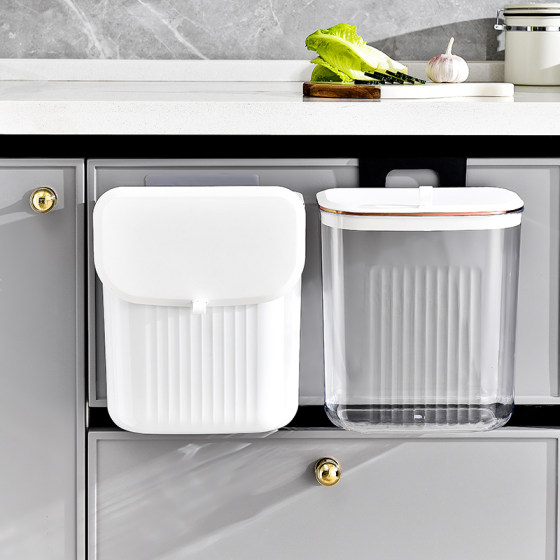 Kitchen wall mounted trash can with lid for home bathroom
