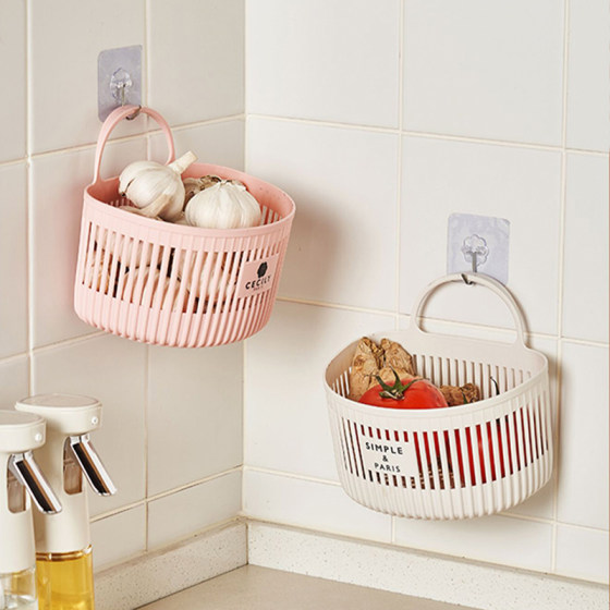 Onion, ginger and garlic storage basket hanging basket can be wall-mounted or table-mounted