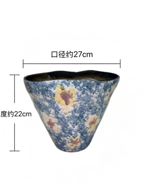 景德镇手工陶瓷花盆梦幻油画风异形大口径兰花蝴蝶兰绿植花盆摆件