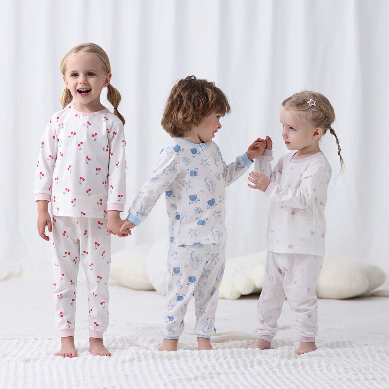 【纯棉】丽婴房儿童内衣套装男童女童睡衣家居服空调服2024新品