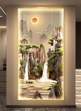 流水生财led灯轻奢入户玄关装饰画走廊过道挂画壁画简约现代高档