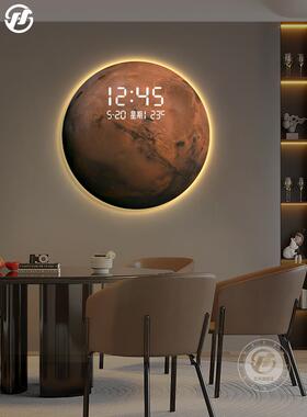 现代简约客厅月球发光装饰画餐厅火星数显电子屏挂画玄关精雕壁画