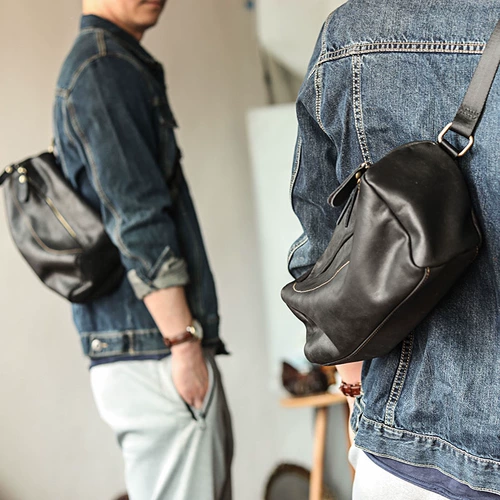 Оригинальная японская кожаная нагрудная сумка для отдыха, поясная сумка, сумка на одно плечо, из натуральной кожи