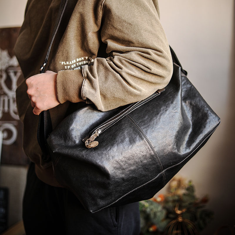 Light soft leather sports fitness bag business travel bag