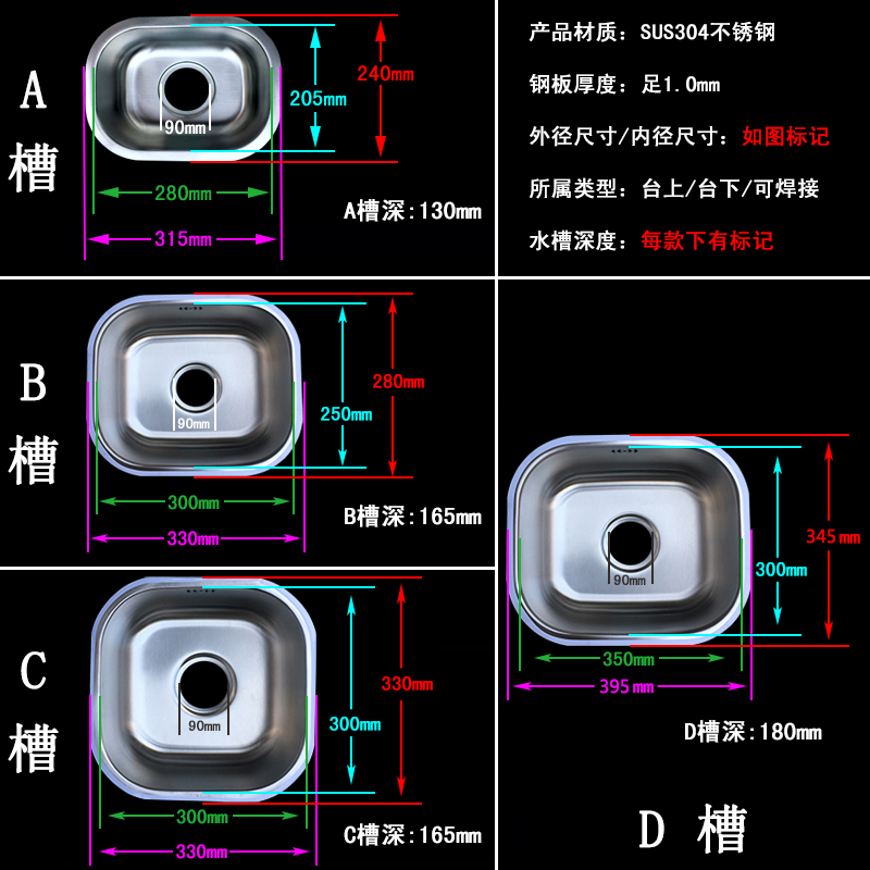 不锈钢迷你小户型小水槽单槽套餐加厚厨房吧台阳台洗手洗菜盆包邮 - 图2