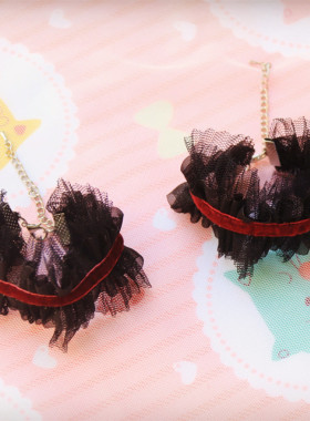 白色网纱雪纺布艺原创朋克风手环