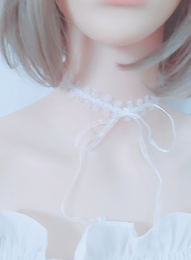 纯白色系带甜美风项圈