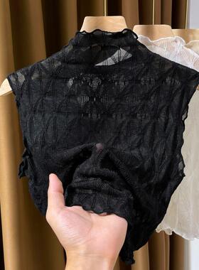 毛衣叠穿内搭纱衣秋冬2024新款蕾丝假领子女百搭假领高档无袖背心