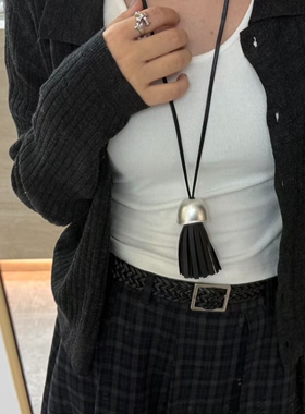 珍珠流苏项链女花丝盖果壳毛衣链