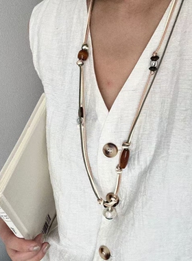 复古手工编织榛果铃铛吊坠项链轻奢高级感小众设计锁骨链时尚项饰