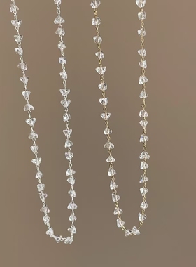 波光粼粼几何爱心水晶串珠项链时尚轻奢高级简约百搭颈链锁骨链